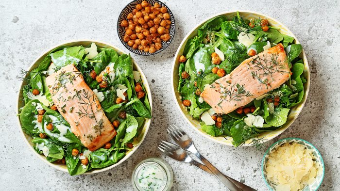 Kale chickpea salad with trout - University of Ottawa Heart Institute Patient Alumni Association : U