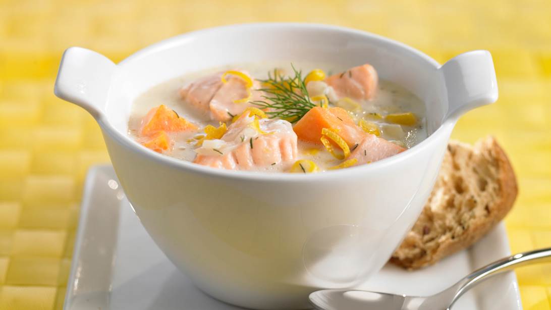 Corn sweet potato and salmon chowder - University of Ottawa Heart Institute Patient Alumni Associati